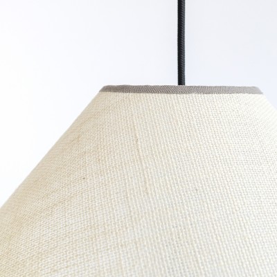 Oriental Lampshade in Cream Sack with Linen Trim Taupe Texture  - 10
