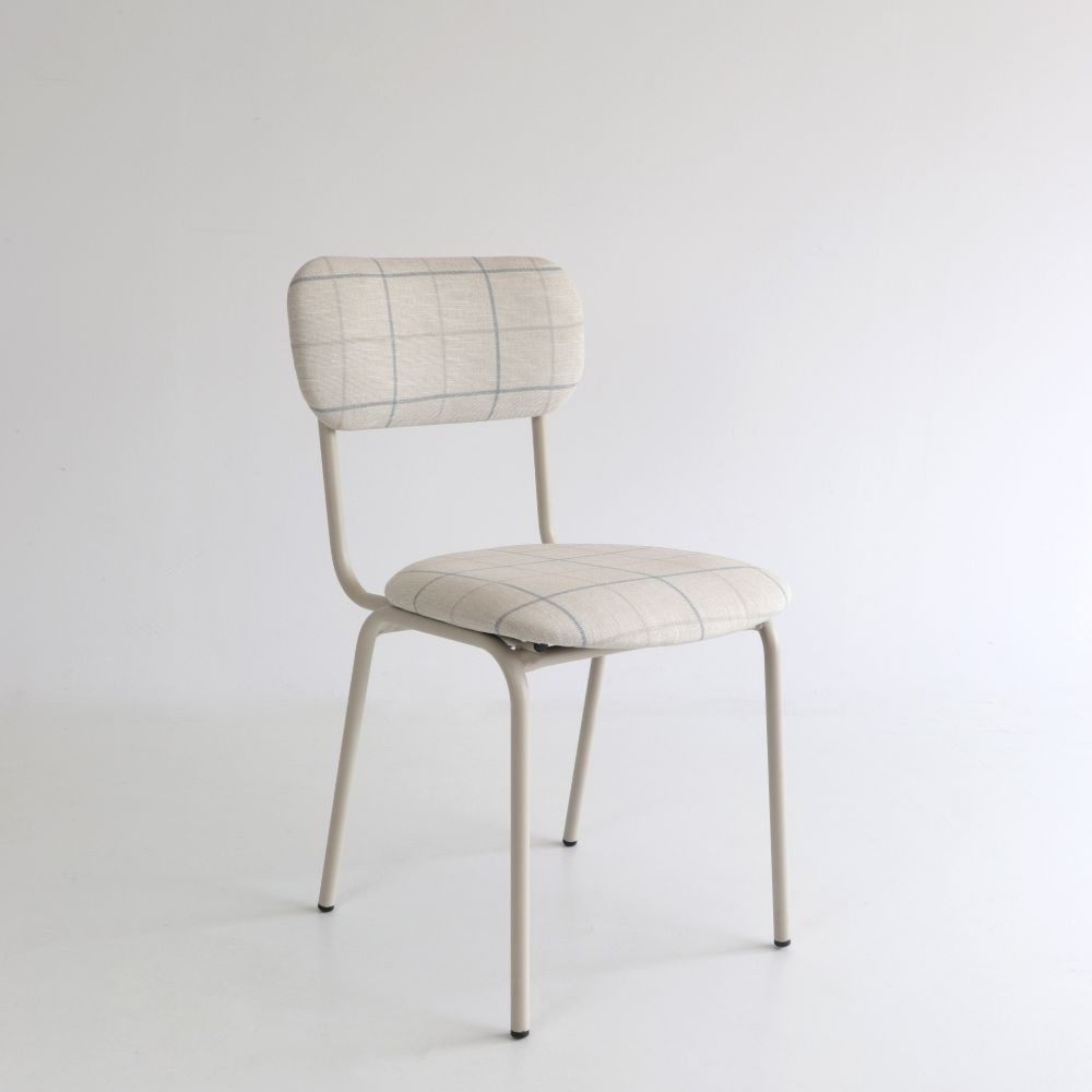 Silla Trafa con tela Daniela y estructura de metal marfil  - 23
