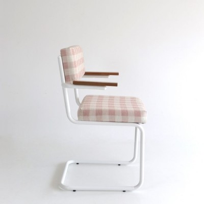 Teolo armchair with Volterra fabric and white metal frame  - 18