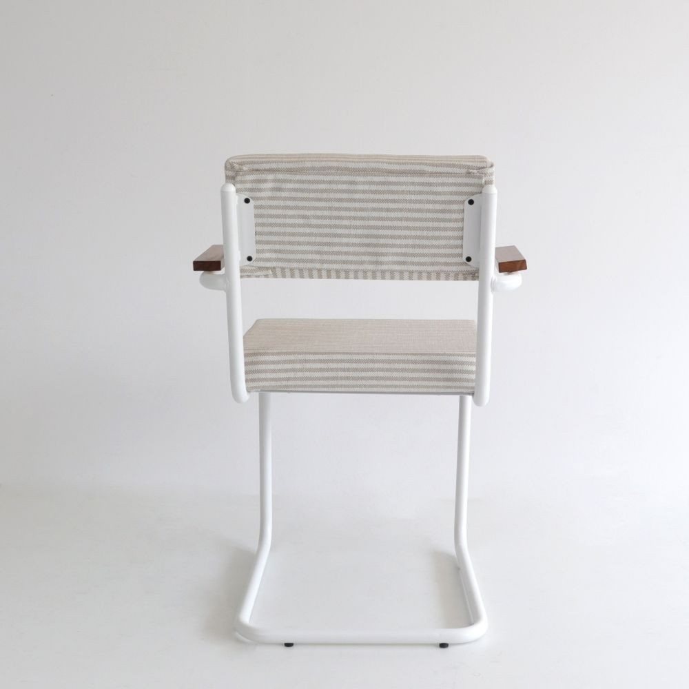 Silla Teolo brazos con tela Ryan y estructura de metal blanca  - 30