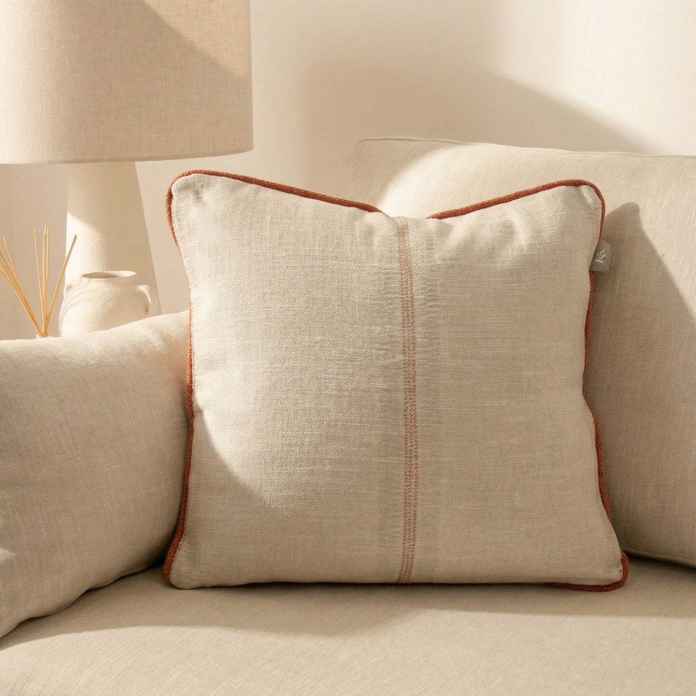 Maché terracotta cushion cover with piping  - 26