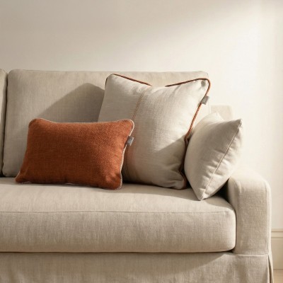 Maché terracotta cushion cover with piping  - 28