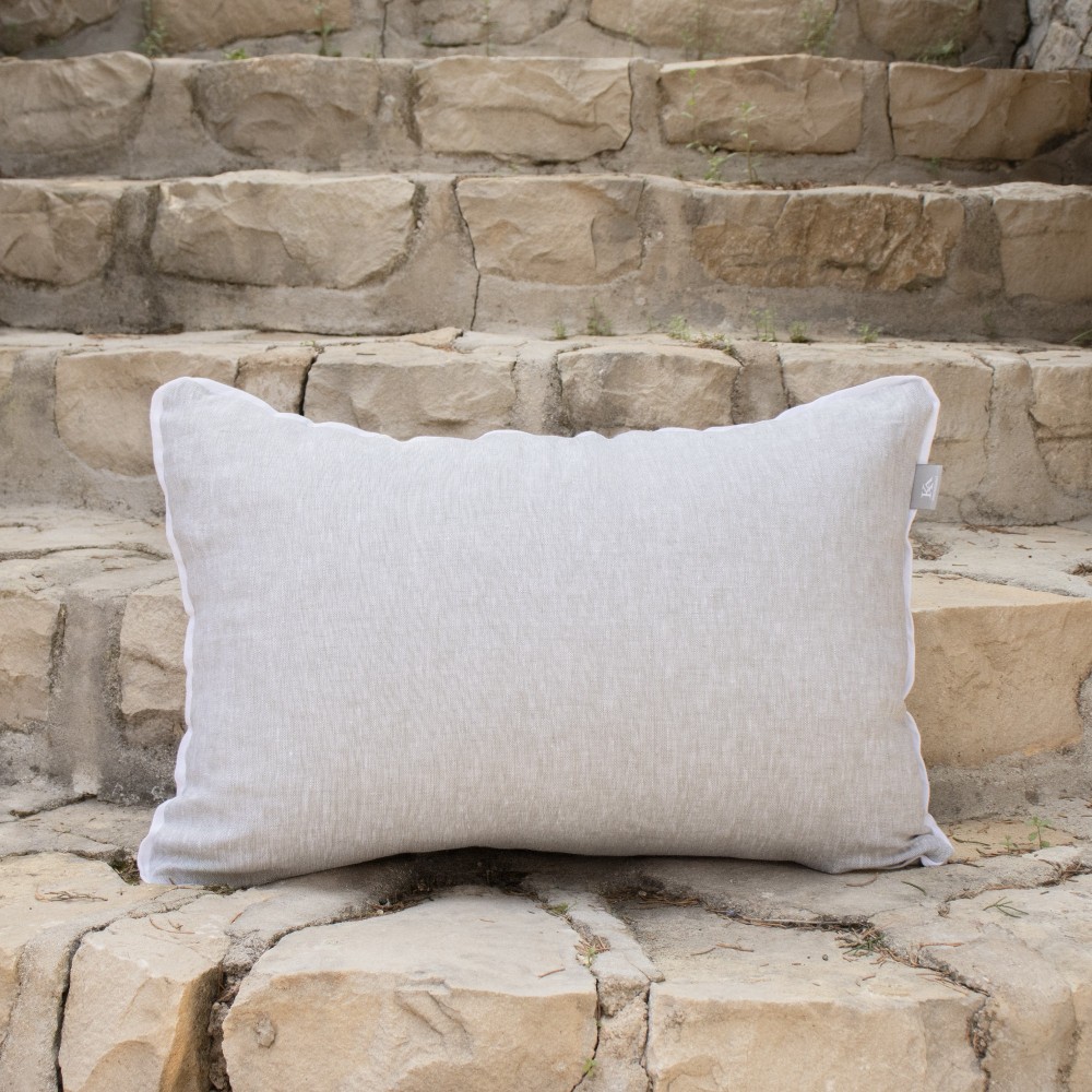 Provence green cushion cover with white piping  - 1