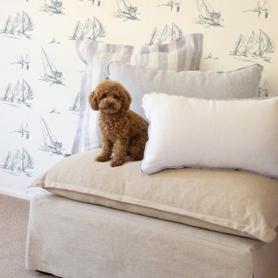 Provence white cushion cover with piping  - 2