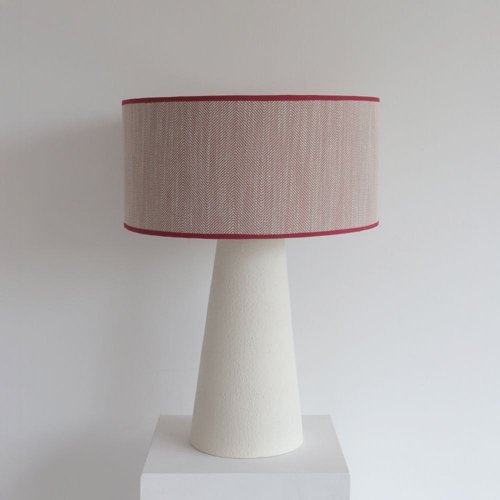 Cylindrical Lampshade Teckel with Raspberry Piping  - 4