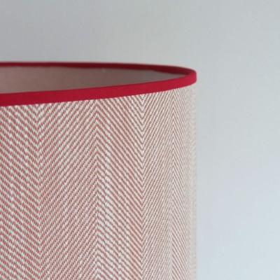 Cylindrical Lampshade Teckel with Raspberry Piping  - 5