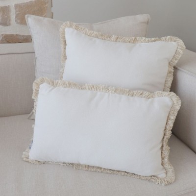 Golf Cushion Cover Set with Fringe Piping in Linen Color  - 4