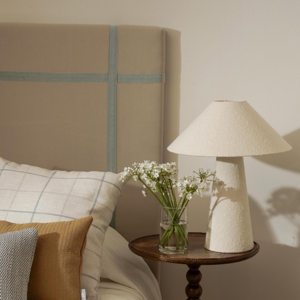 Carlota NZ linen headboard with green ribbon  - 26