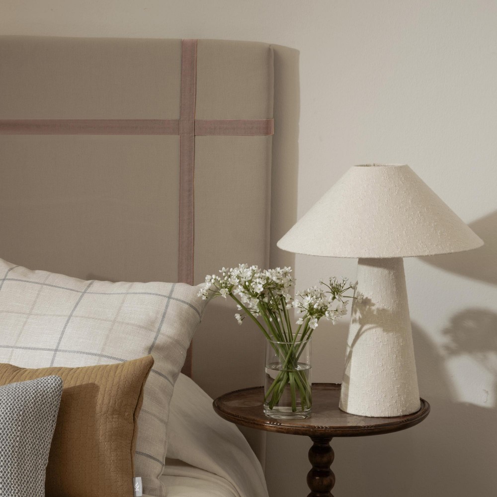 Carlota NZ linen headboard with pink ribbon  - 26