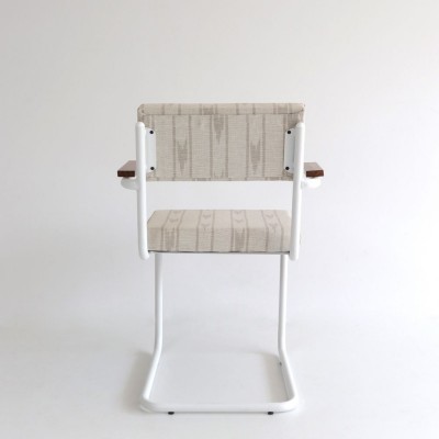 Silla Teolo brazos con tela Arriluce y estructura de metal blanca  - 19