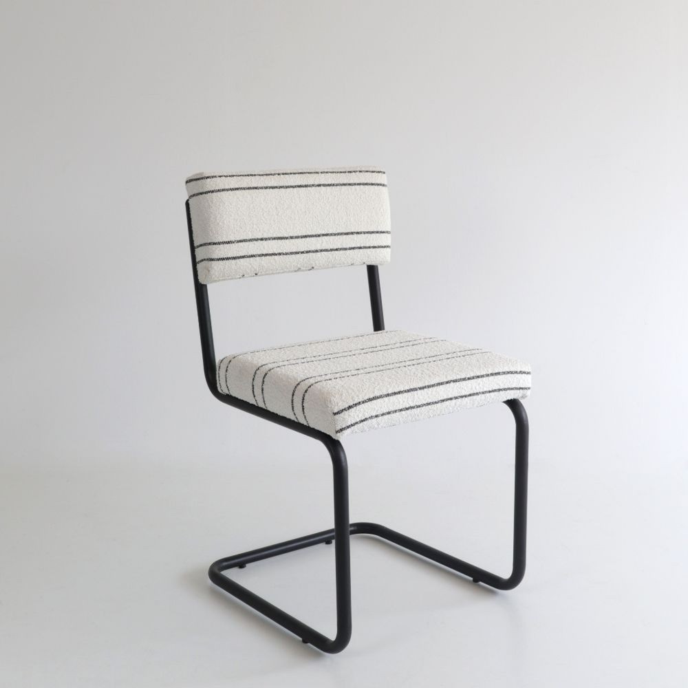 Silla Teolo con tela Dálmata y estructura de metal negra  - 20