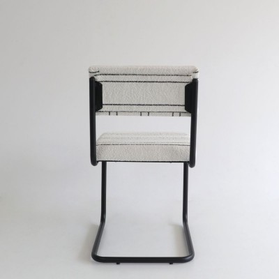 Silla Teolo con tela Dálmata y estructura de metal negra  - 23