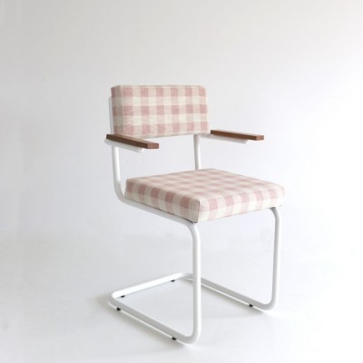 Silla Teolo brazos con tela Volterra y estructura de metal blanca  - 17