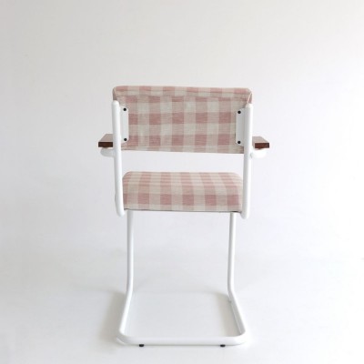 Silla Teolo brazos con tela Volterra y estructura de metal blanca  - 19
