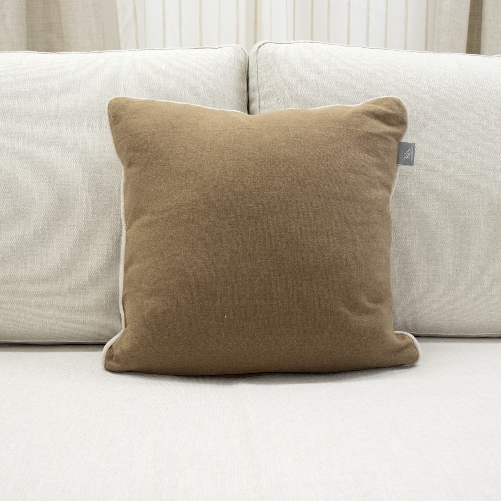Brown Kentia cushion cover with beige piping  - 21