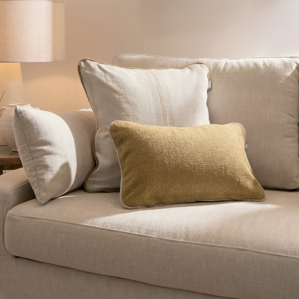 Mustard Maché cushion cover with piping  - 26