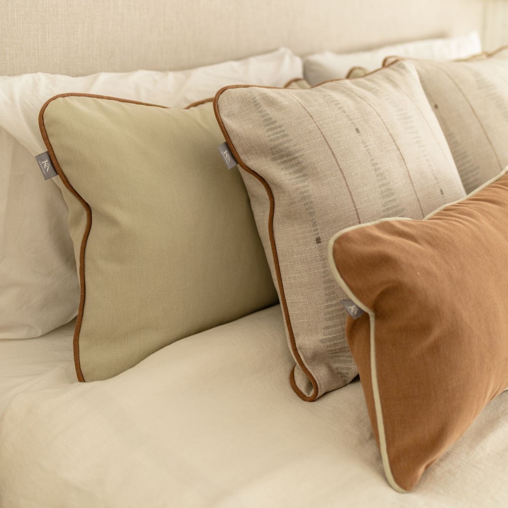 Green Pazo cushion cover with terracotta piping  - 33