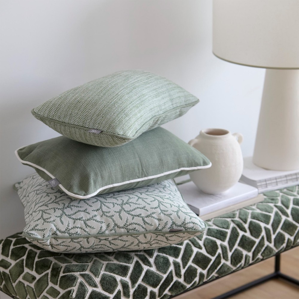 Wind sage cushion cover with ivory piping  - 18
