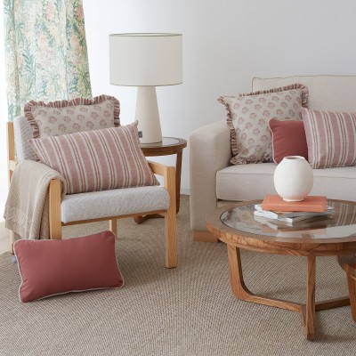 Terracotta Maitena cushion cover with beige piping  - 18