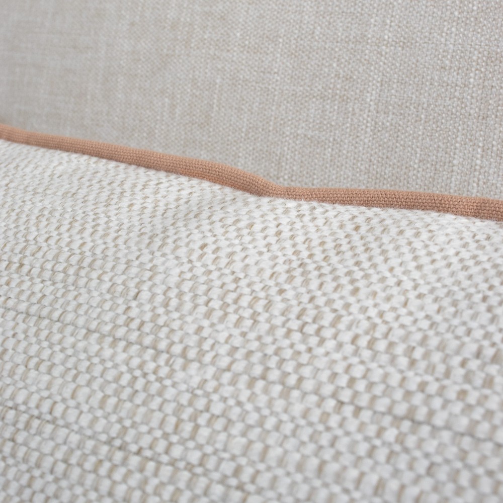 Viana cushion cover in ecru with pink piping  - 19