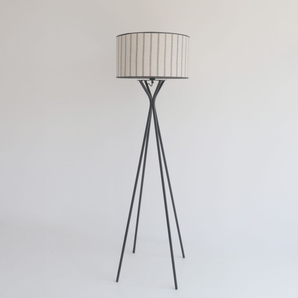 Cylindrical lampshade Stripe Eneceta with black piping  - 10