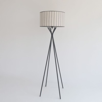 Cylindrical lampshade Stripe Eneceta with black piping  - 10