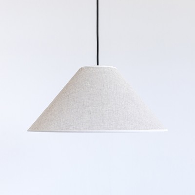 Oriental Lampshade in Rustic Linen Fabric with Porcelain-Colored Trim  - 11