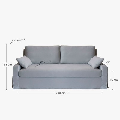 Sofá Salou 3 plaza con tela Rozas Cotton gris  - 162