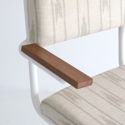 Silla Teolo brazos con tela Arriluce y estructura de metal blanca  - 20