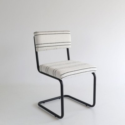 Silla Teolo con tela Dálmata y estructura de metal negra  - 20