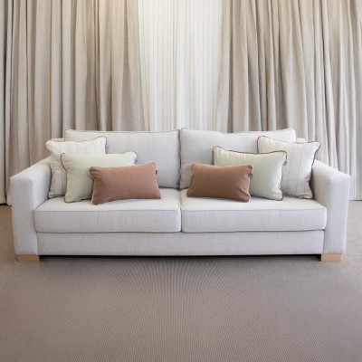 Terracotta Pazo cushion cover with green piping  - 20