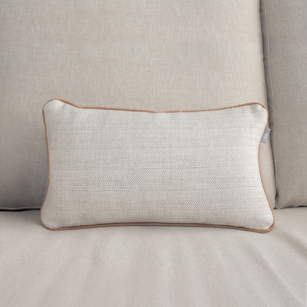 Viana cushion cover in ecru with pink piping  - 17