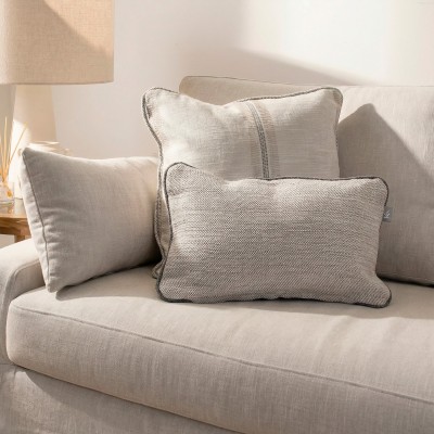 Viana beige cushion cover with grey piping  - 24