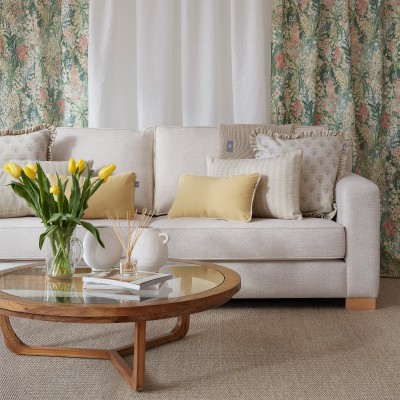 Mustard Cayetana cushion cover with beige piping  - 18